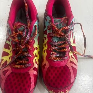 Asics Women's Bright Pink Yellow Gradient Athletic Shoes